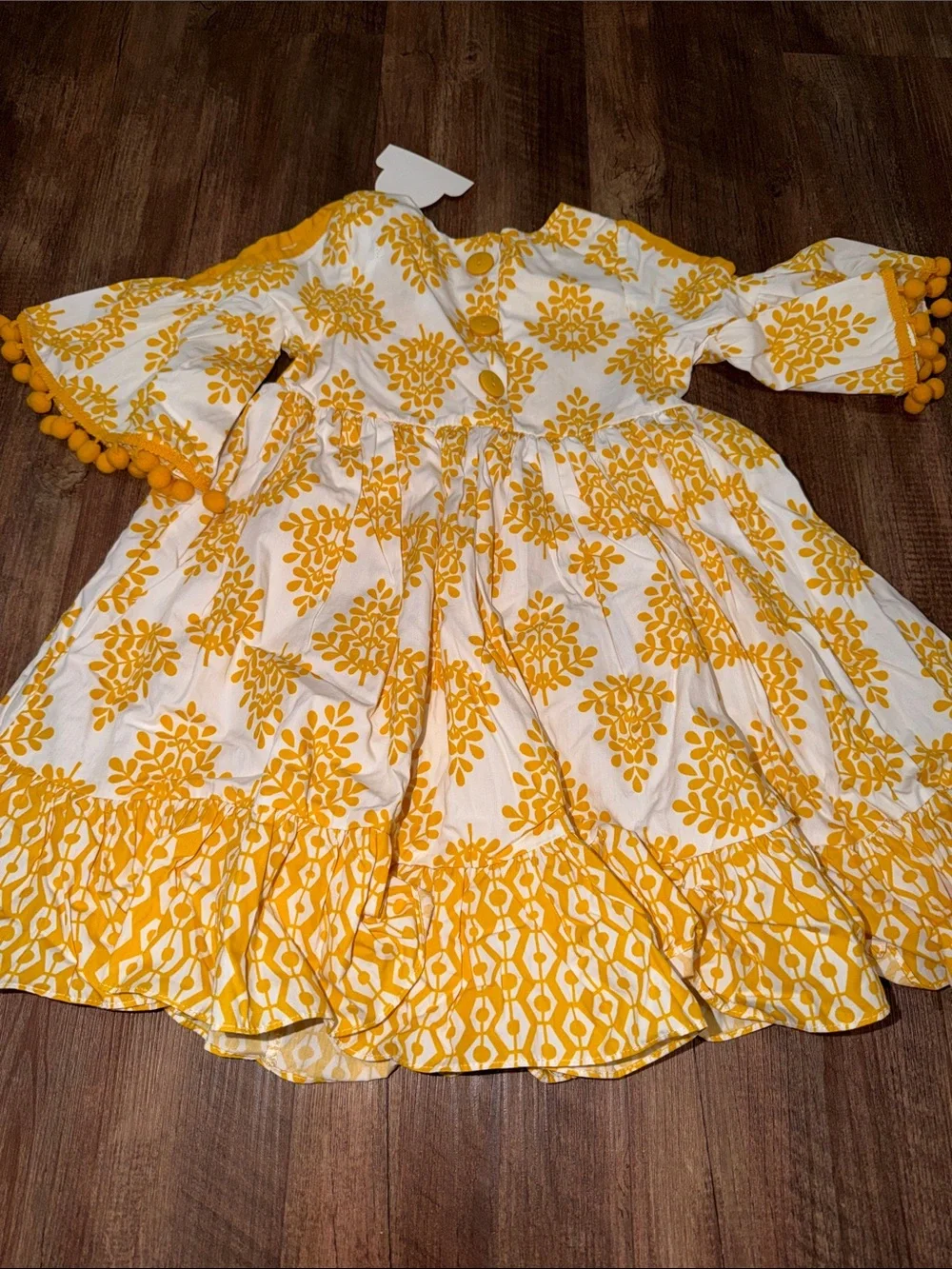 Girl’s Jelly the Pug dress size 4 NWT ❤️ Goldie Boho Woven 🍁 Mustard 3/4 sleeved